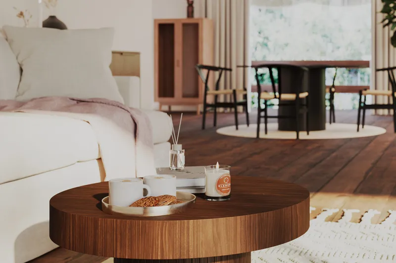 Kopparbo Soffbord 75 cm Runt Valnöt - Mörkbrunt valnötsträ - Möbler - Vardagsrum - Soffbord & vardagsrumsbord - Soffbord