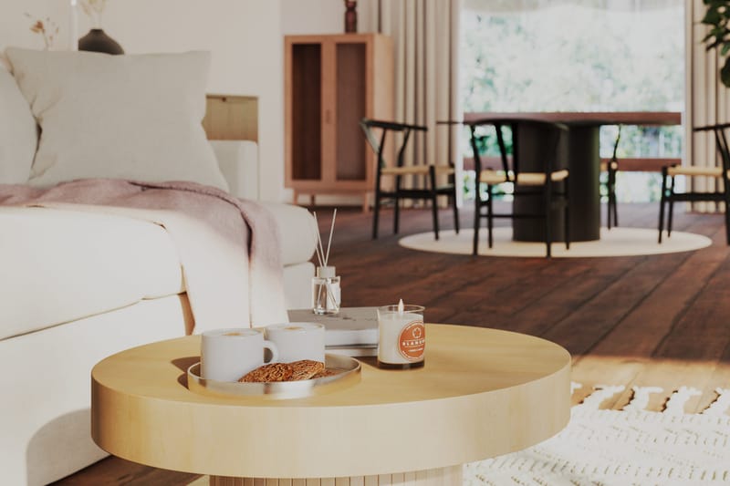 Kopparbo Soffbord 75 cm Runt Vitlaserad Ek - Ljust vitlaserat ekträ - Möbler - Vardagsrum - Soffbord & vardagsrumsbord - Soffbord