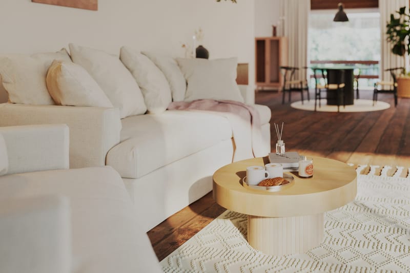 Kopparbo Soffbord 75 cm Runt Vitlaserad Ek - Ljust vitlaserat ekträ - Möbler - Vardagsrum - Soffbord & vardagsrumsbord - Soffbord