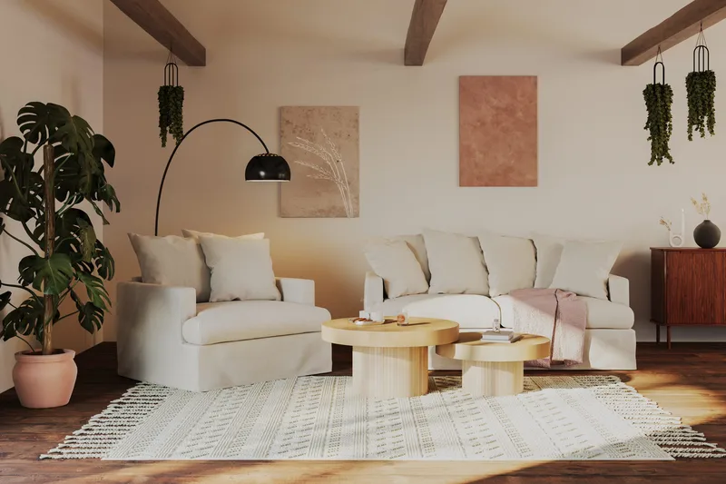 Kopparbo Soffbord 75 cm Runt Vitlaserad Ek - Ljust vitlaserat ekträ - Möbler - Vardagsrum - Soffbord & vardagsrumsbord - Soffbord