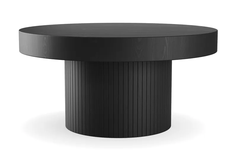 Kopparbo Soffbord 90 cm Runt Svart, Svartlaserad ek