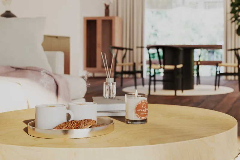 Kopparbo Soffbord 90 cm Runt Vitlaserad Ek - Ljust vitlaserat ekträ - Möbler - Vardagsrum - Soffbord & vardagsrumsbord - Soffbord