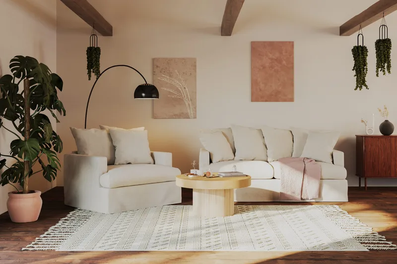 Kopparbo Soffbord 90 cm Runt Vitlaserad Ek - Ljust vitlaserat ekträ - Möbler - Vardagsrum - Soffbord & vardagsrumsbord - Soffbord