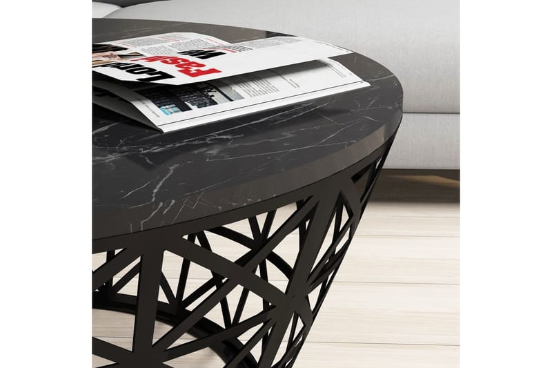 Koraleigh Soffbord 90 cm Runt Marmormönster - Svart - Möbler - Vardagsrum - Soffbord & vardagsrumsbord - Soffbord