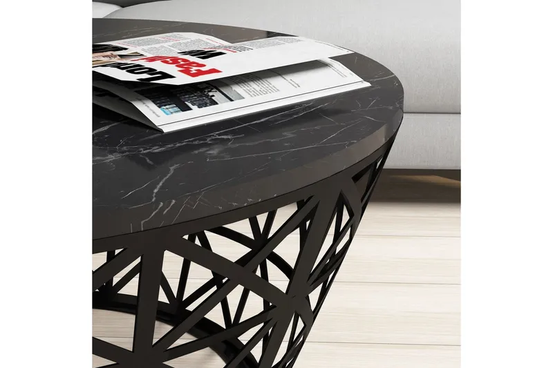 Koraleigh Soffbord 90 cm Runt Marmormönster - Svart - Möbler - Vardagsrum - Soffbord & vardagsrumsbord - Soffbord
