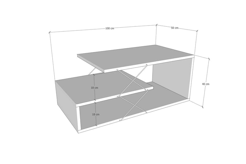 KOUROU Soffbord 100 cm med Förvaring Hylla Vit/Svart - Soffbord - Bord