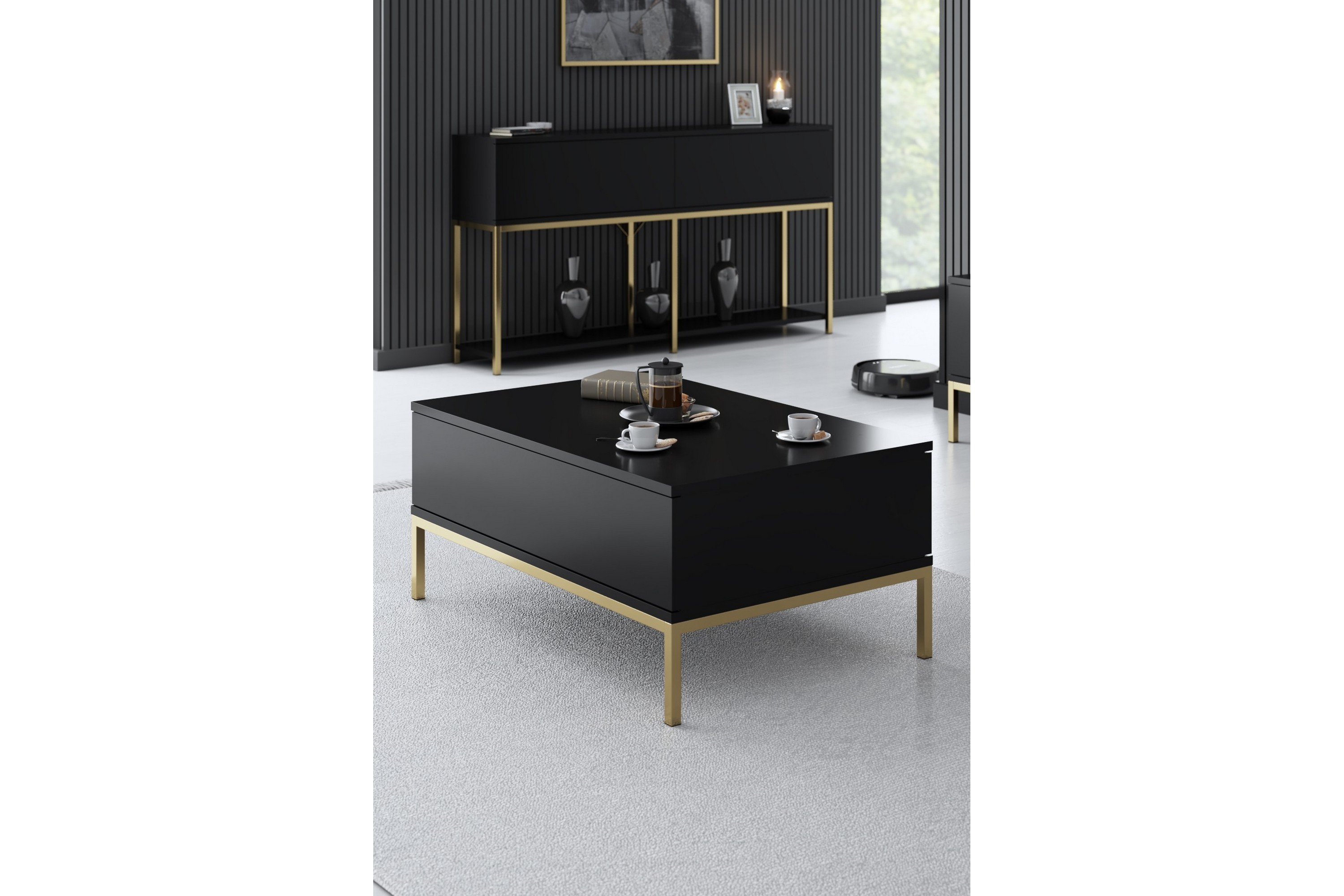 kristy soffbord 90 cm svart/guld -