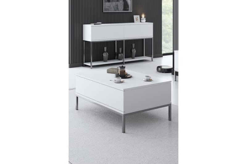 KRISTY Soffbord 90 cm Vit/Grå - Möbler - Vardagsrum - Soffbord & vardagsrumsbord - Soffbord