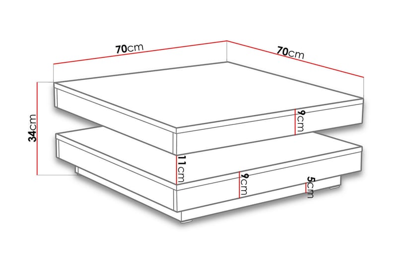 LALOVINA Soffbord 70 cm Vridbart med Förvaring Hylla Vit - Möbler - Vardagsrum - Soffbord & vardagsrumsbord - Soffbord
