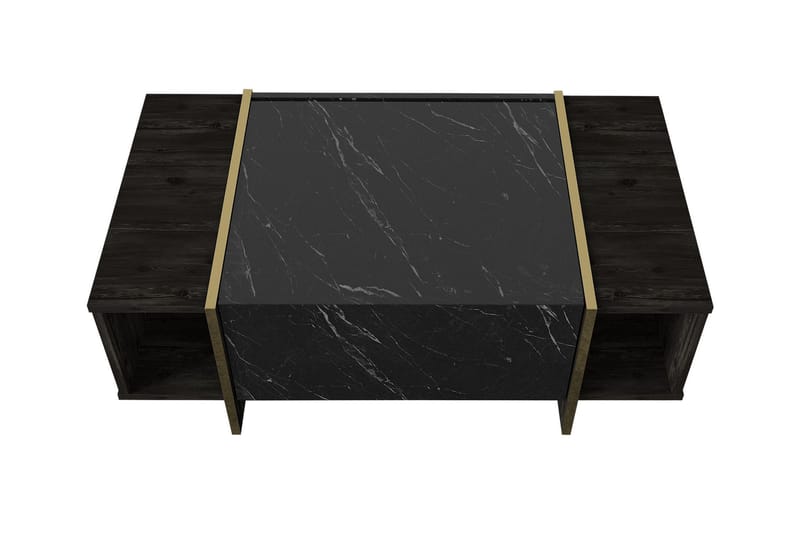 LAMESHIA Soffbord 104cm Marmormönster Förvaring Svart/Guld -   - Bord - Marmorbord - Soffbord