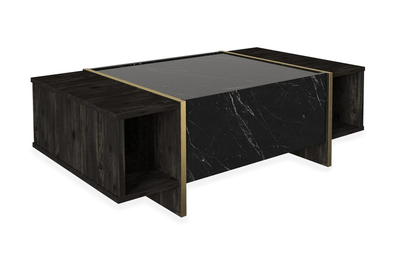 LAMESHIA Soffbord 104cm Marmormönster Förvaring Svart/Guld -   - Bord - Marmorbord - Soffbord