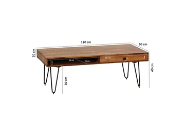 Langner Soffbord 117 cm med Förvaring 2 Lådor + Hyllor - Möbler - Vardagsrum - Soffbord & vardagsrumsbord - Soffbord