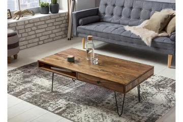 Langner Soffbord 117 cm med Förvaring 2 Lådor + Hyllor - Möbler - Vardagsrum - Soffbord & vardagsrumsbord - Soffbord