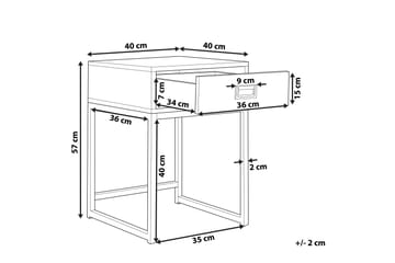 Largona 40 cm Kvadratiskt Soffbord med Lådor i Trä med Metallunderrede - Vit - Möbler - Vardagsrum - Soffbord & vardagsrumsbord - Soffbord