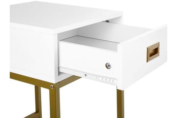 Largona 40 cm Kvadratiskt Soffbord med Lådor i Trä med Metallunderrede - Vit - Möbler - Vardagsrum - Soffbord & vardagsrumsbord - Soffbord