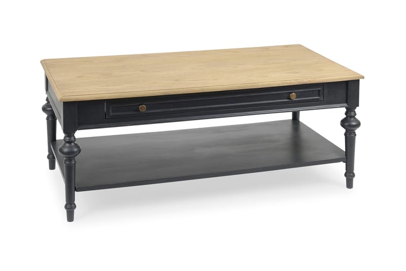 LEGAU Soffbord 120 cm med Förvaring Lådor + Hylla Svart/Trä/ - - Bord - Soffbord LEGAU Soffbord 120 cm med Förvaring Lådor + Hylla Svart/Trä/ - - Bord - Soffbord