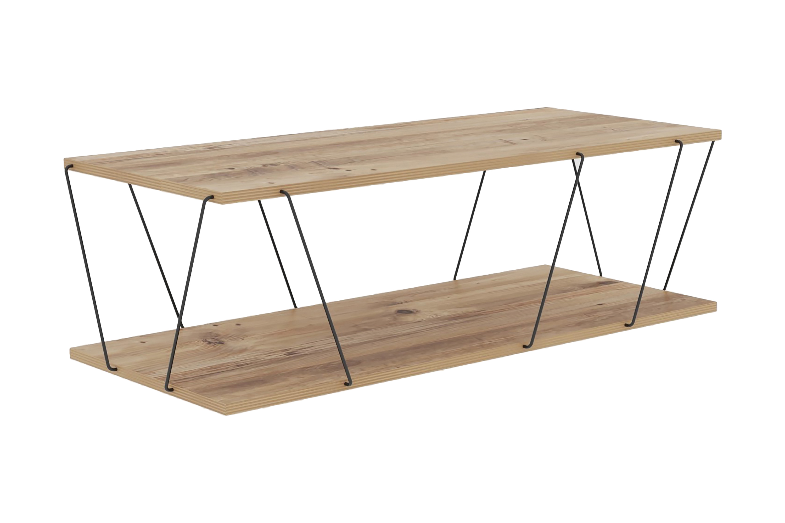 ljusfors soffbord 120 cm med förvaring hylla natur/svart -