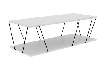 LJUSFORS Soffbord 120 cm med Förvaring Hylla Vit/Svart