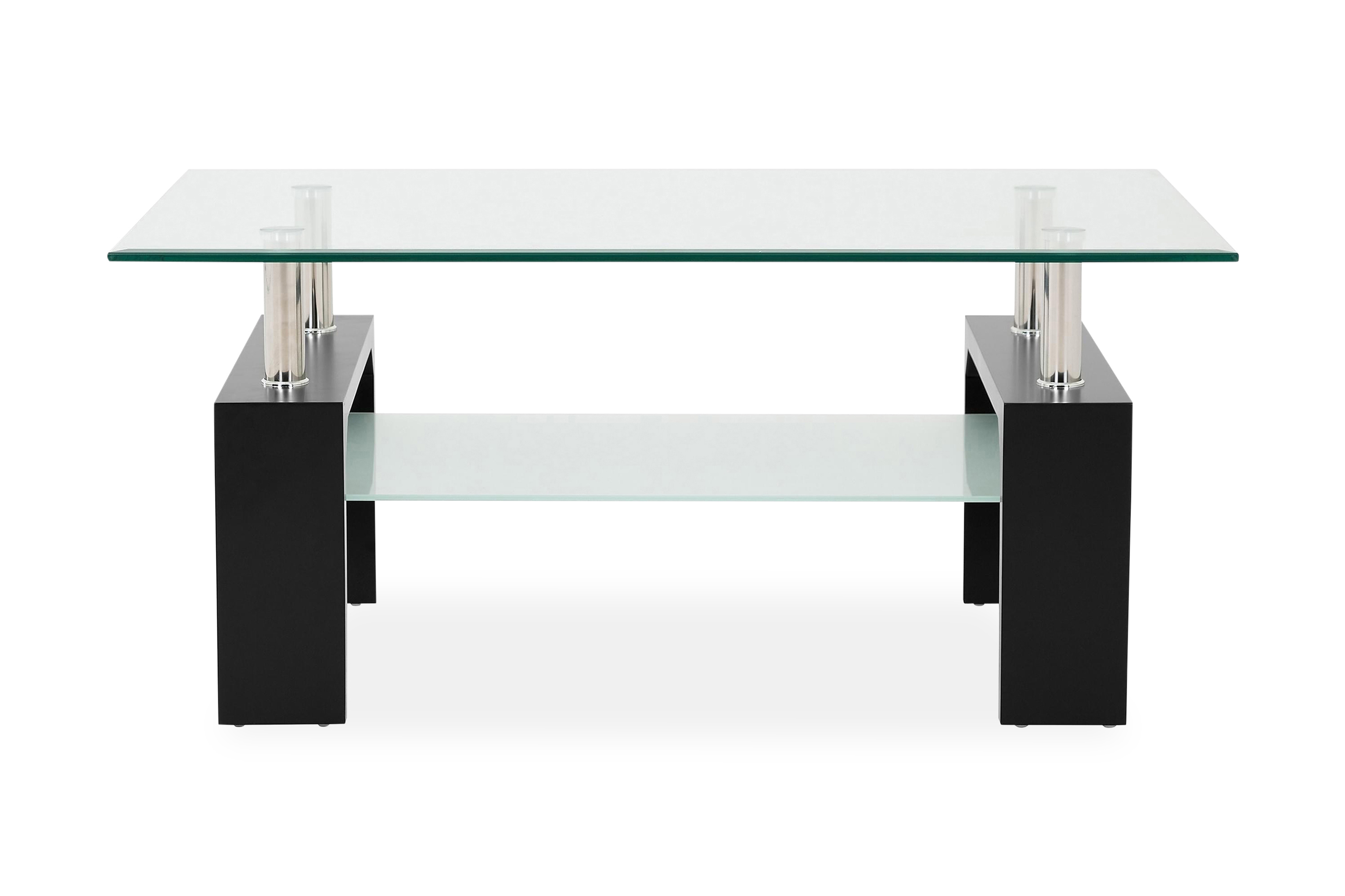 LOANA Soffbord 100 cm med Förvaring Hylla Glas/Svart/Krom –