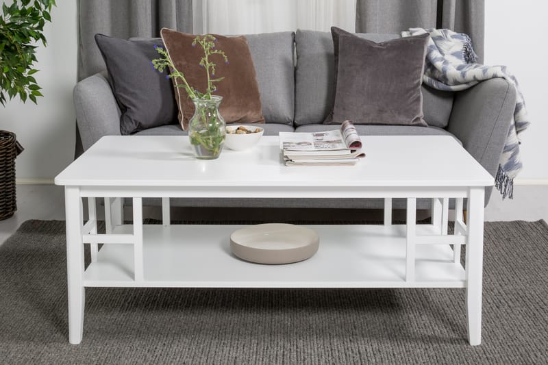 LONDON Soffbord 130 cm med Förvaring Hylla Vit - Möbler - Vardagsrum - Soffbord & vardagsrumsbord - Soffbord