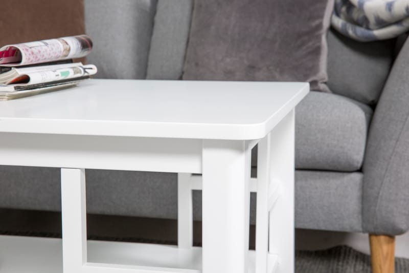 LONDON Soffbord 130 cm med Förvaring Hylla Vit - Möbler - Vardagsrum - Soffbord & vardagsrumsbord - Soffbord