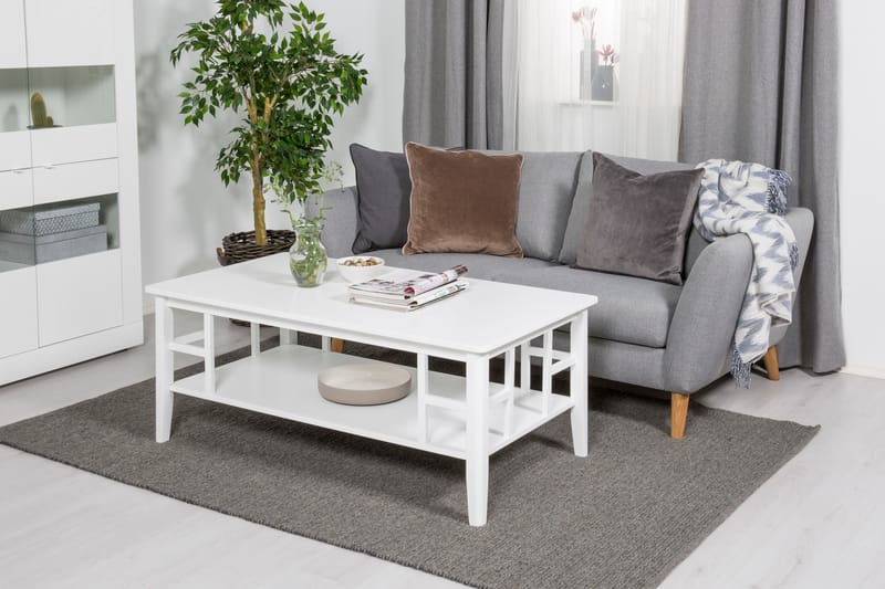 LONDON Soffbord 130 cm med Förvaring Hylla Vit - Möbler - Vardagsrum - Soffbord & vardagsrumsbord - Soffbord