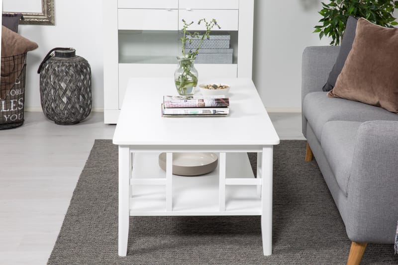 LONDON Soffbord 130 cm med Förvaring Hylla Vit - Möbler - Vardagsrum - Soffbord & vardagsrumsbord - Soffbord