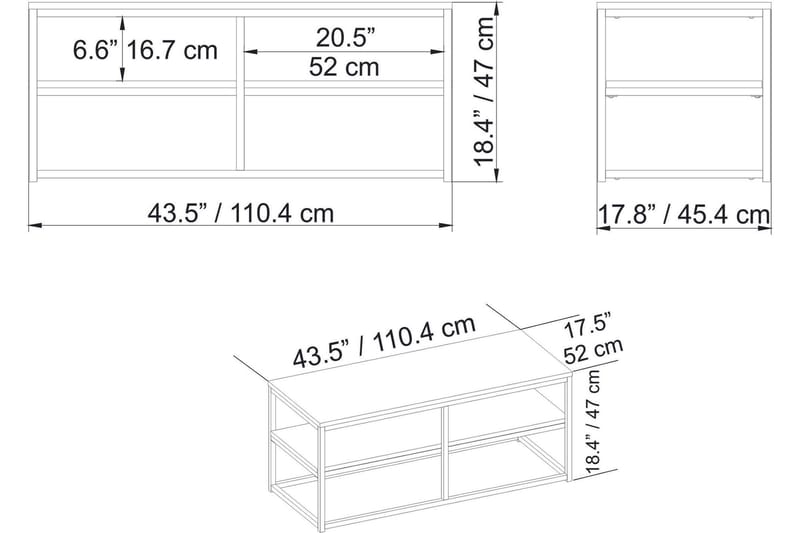 Lunnom Soffbord 110 cm med Förvaring Hylla - Brun/Svart - Möbler - Vardagsrum - Soffbord & vardagsrumsbord - Soffbord