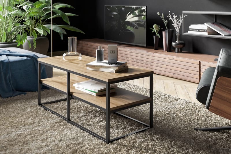 Lunnom Soffbord 110 cm med Förvaring Hylla - Brun/Svart - Möbler - Vardagsrum - Soffbord & vardagsrumsbord - Soffbord