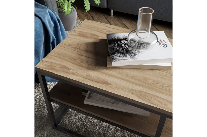 Lunnom Soffbord 110 cm med Förvaring Hylla - Brun/Svart - Möbler - Vardagsrum - Soffbord & vardagsrumsbord - Soffbord