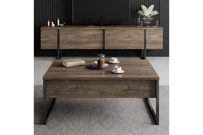 Luxe Soffbord 90x40 cm Brun/Svart - Hanah Home - Möbler - Vardagsrum - Soffbord & vardagsrumsbord - Soffbord