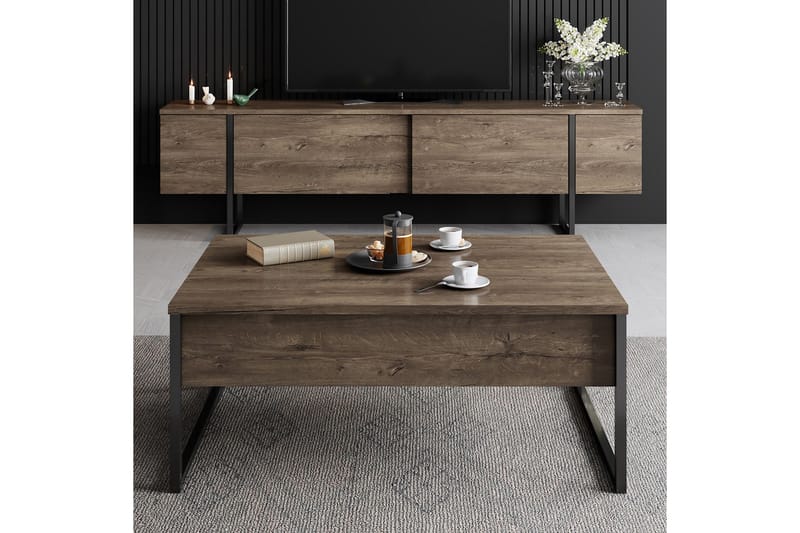 LUXE Soffbord 90x40 cm Brun/Svart - Soffbord - Bord