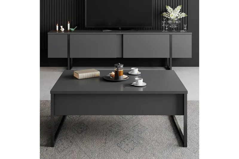 Luxe Soffbord 90x40 cm Svart - Hanah Home - Möbler - Vardagsrum - Soffbord & vardagsrumsbord - Soffbord