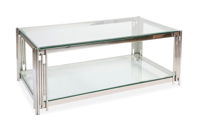 MALISETI Soffbord 130 cm med Förvaring Hylla Glas/Krom - Bord - Soffbord