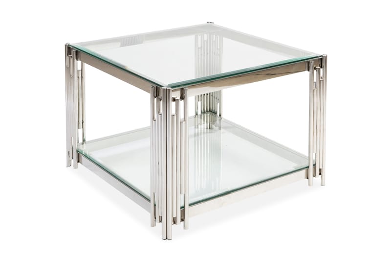 MALISETI Soffbord 70 cm med Förvaring Hylla Glas/Krom - Bord - Soffbord