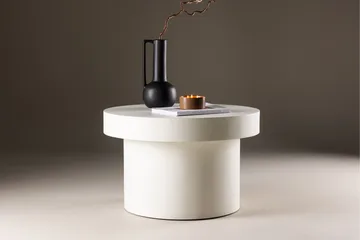 Malung 80 cm Runt Soffbord i Trä med Pelarfot och Tjock Skiva - Vit - Möbler - Vardagsrum - Soffbord & vardagsrumsbord - Soffbord