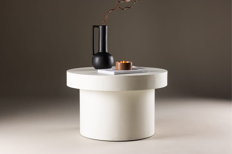 Malung 80 cm Runt Soffbord i Trä med Pelarfot och Tjock Skiva - Vit - Möbler - Vardagsrum - Soffbord & vardagsrumsbord - Soffbord