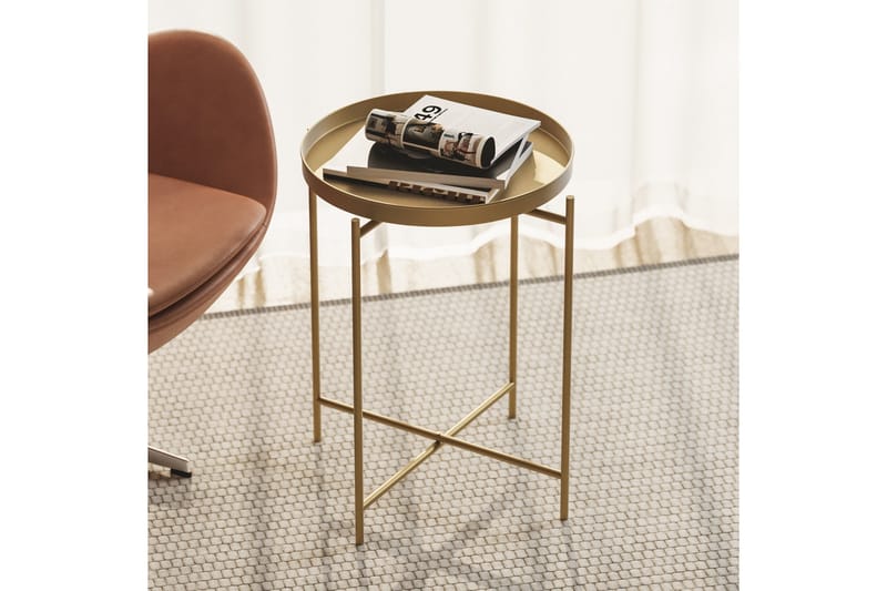 Mamta Fällbart Runt Soffbord 46 cm i Metall - Guld - Möbler - Vardagsrum - Soffbord & vardagsrumsbord - Soffbord