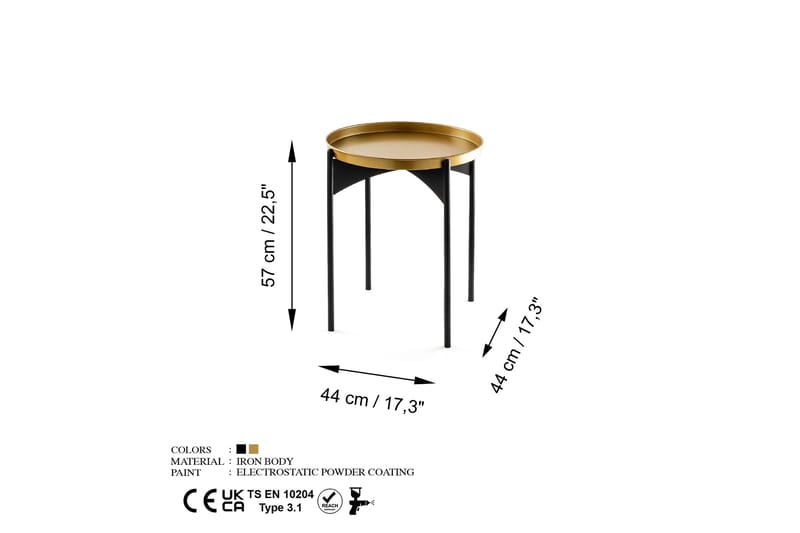 Mamta Runt Soffbord 44 cm i Metall - Guld - Möbler - Vardagsrum - Soffbord & vardagsrumsbord - Soffbord