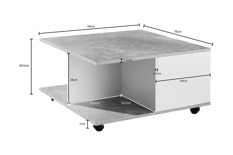 Marchall Soffbord 70 cm - Vit - Möbler - Vardagsrum - Soffbord & vardagsrumsbord - Soffbord