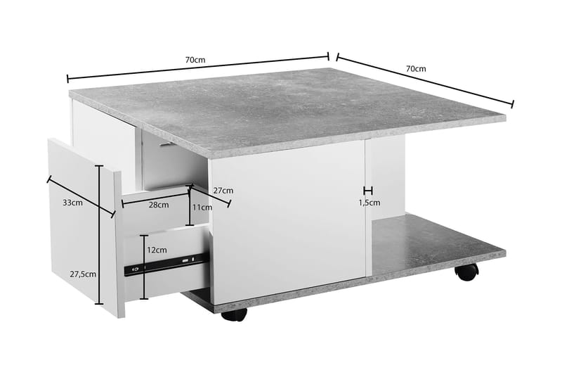 Marchall Soffbord 70 cm - Vit - Möbler - Vardagsrum - Soffbord & vardagsrumsbord - Soffbord