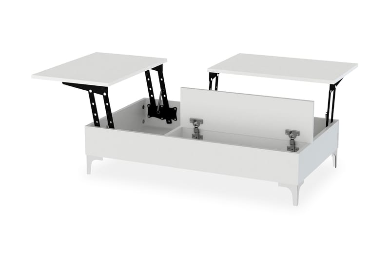 MARJORIE Soffbord 121 cm Höj- och Sänkbar med Förvaring Vit - Vit - Soffbord - Bord