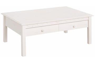 Marzell 110 cm Rektangulärt Soffbord med Lådor i Furu - Vit - Möbler - Vardagsrum - Soffbord & vardagsrumsbord - Soffbord