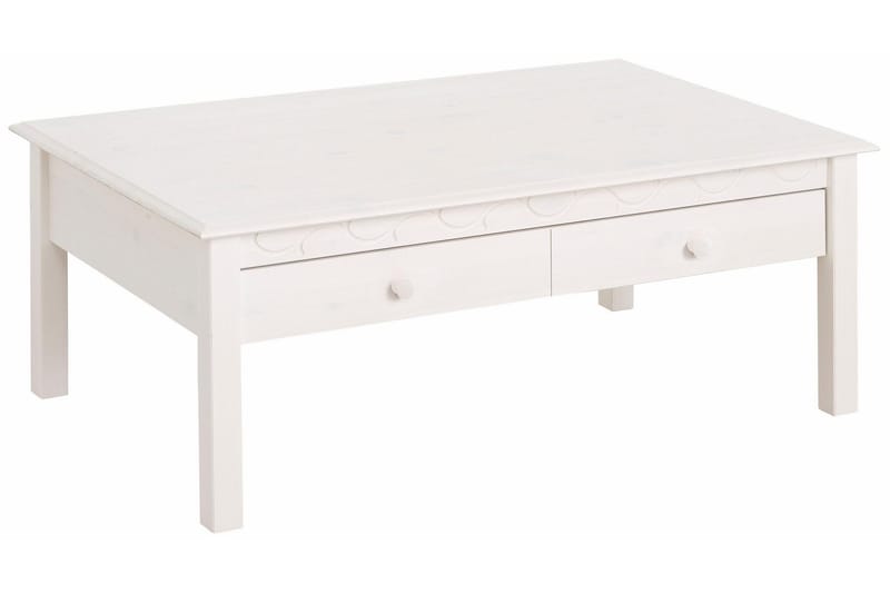Marzell 110 cm Rektangulärt Soffbord med Lådor i Furu - Vit - Möbler - Vardagsrum - Soffbord & vardagsrumsbord - Soffbord