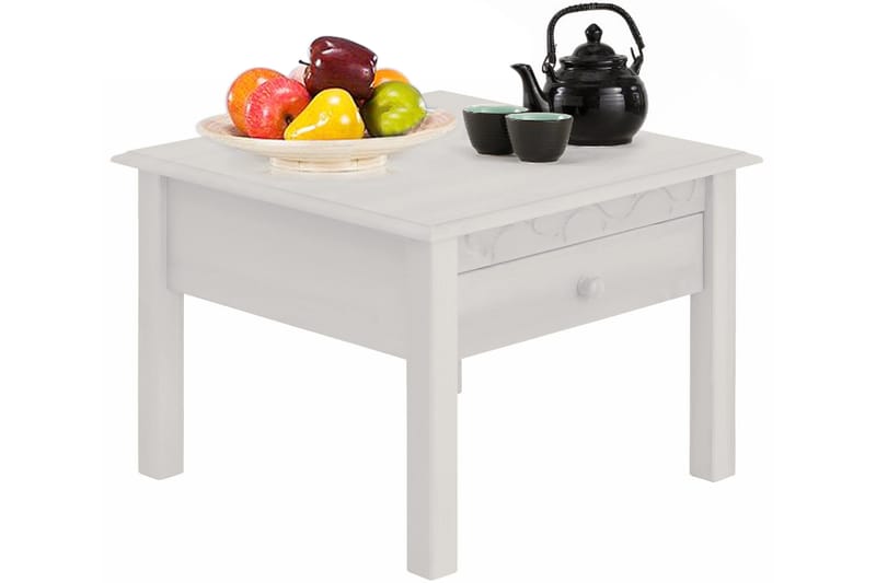 Marzell 60 cm Kvadratiskt Soffbord med Lådor i Furu - Vit - Möbler - Vardagsrum - Soffbord & vardagsrumsbord - Soffbord