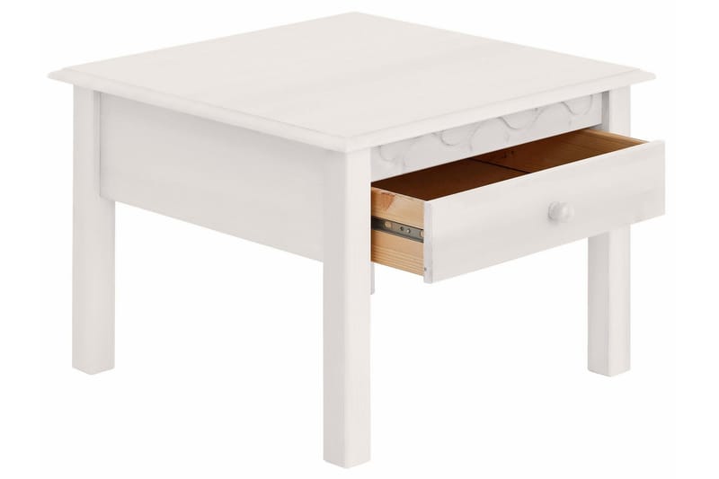 Marzell 60 cm Kvadratiskt Soffbord med Lådor i Furu - Vit - Möbler - Vardagsrum - Soffbord & vardagsrumsbord - Soffbord