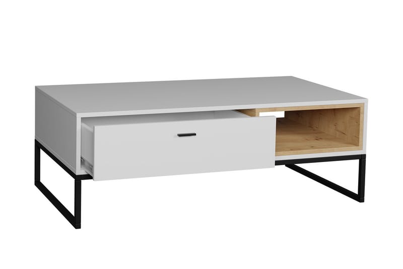 MASILINGWE Soffbord 120 cm m Förvaring Låda+Hylla Vit/Natur/ - Möbler - Vardagsrum - Soffbord & vardagsrumsbord - Soffbord