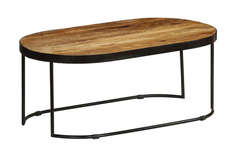 Soffbord massivt grovt mangoträ och stål oval 110 cm - Brun - Soffbord - Bord
