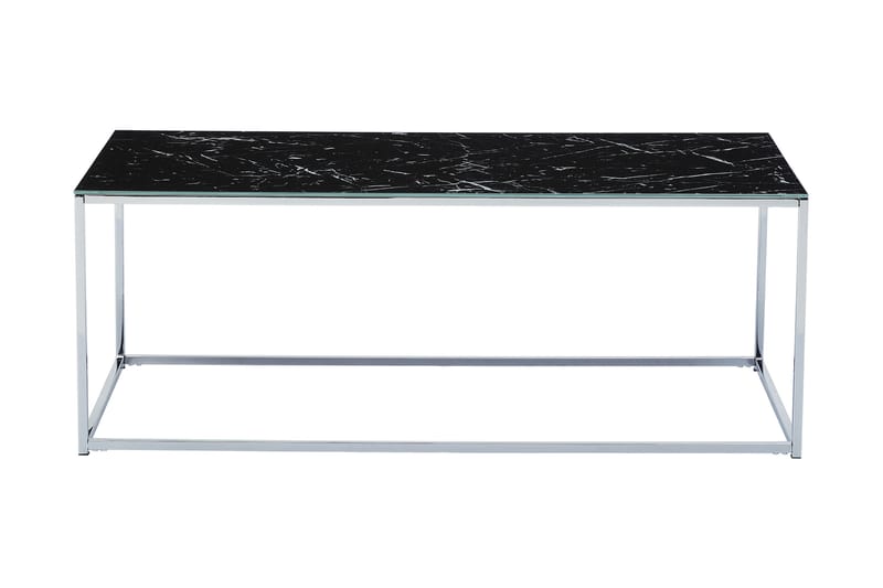 MATADOR Soffbord 120 cm Marmormönster Glas/Svart/Krom - Bord - Marmorbord - Soffbord