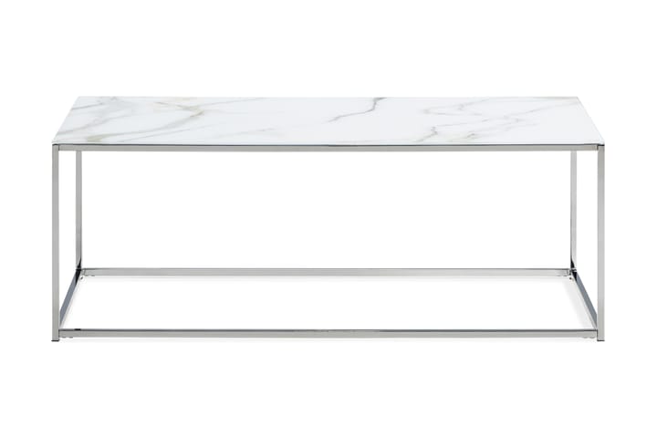 MATADOR Soffbord 120 cm Marmormönster Glas/Vit/Krom - Bord - Marmorbord - Soffbord